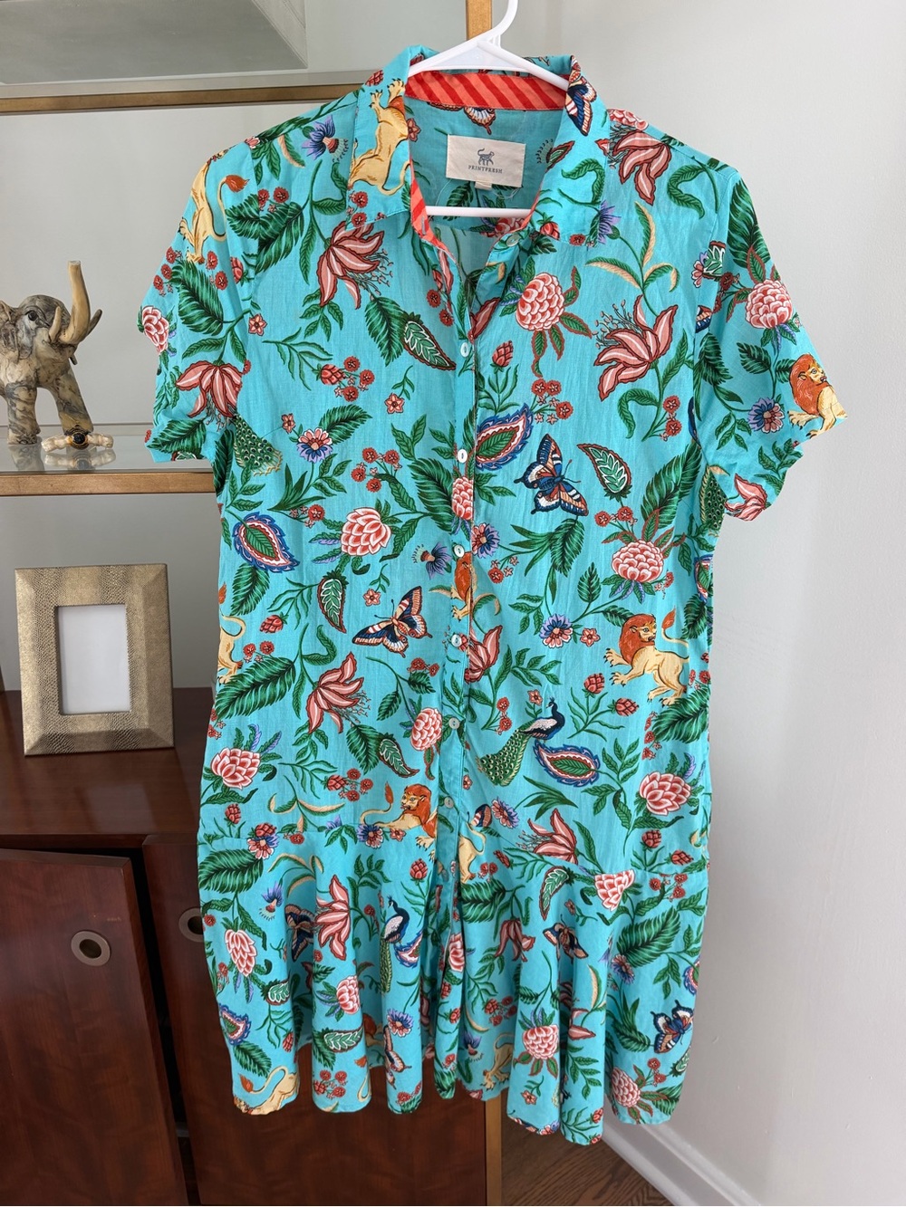 Printfresh Turquoise Floral & Animal-Print Mini Dress